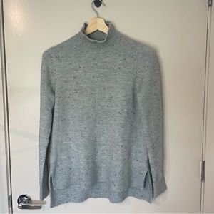 Loft NWOT Size Medium Women’s Flecked Mock Neck Tunic Sweater Light Blue Knit